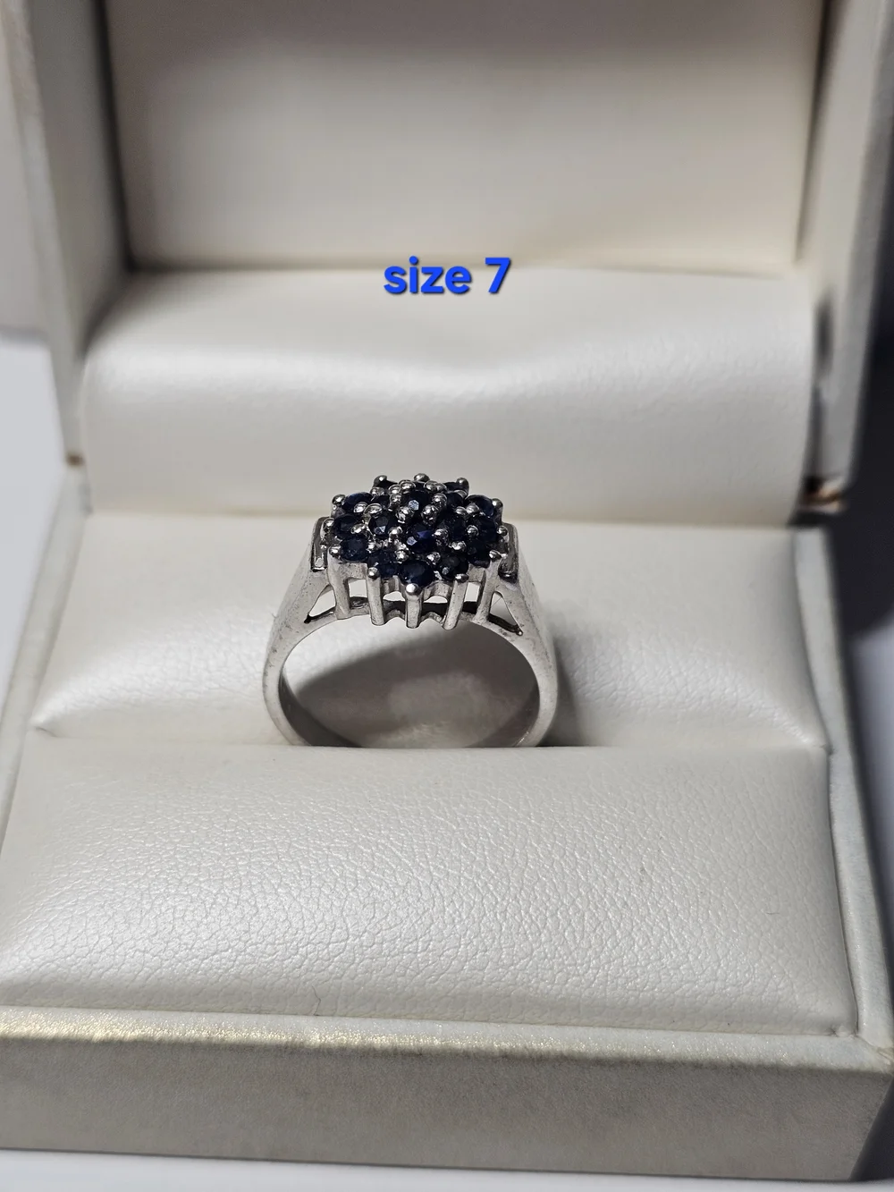 Sterling Silver 925 Ring With Cluster Of Dark Stones